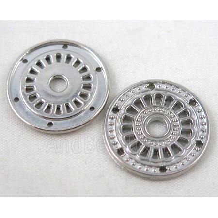 alloy bead, round, platinum plated