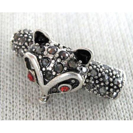 bracelet bar, alloy tube paved rhinestone, antique silver