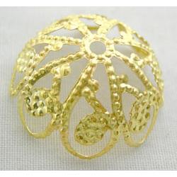 Gold Plated Flower BeadCap, iron