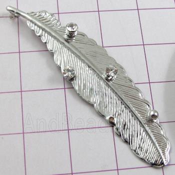 feather Pendants, copper, platinum plated, nickel free