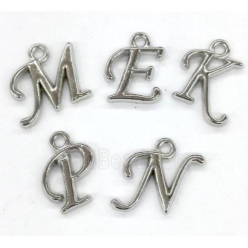 alphabet pendant, mixed letter, platinum plated