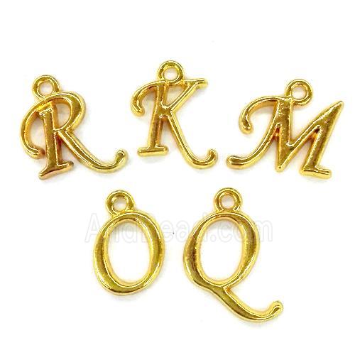 alphabet pendant, mixed letter, gold plated