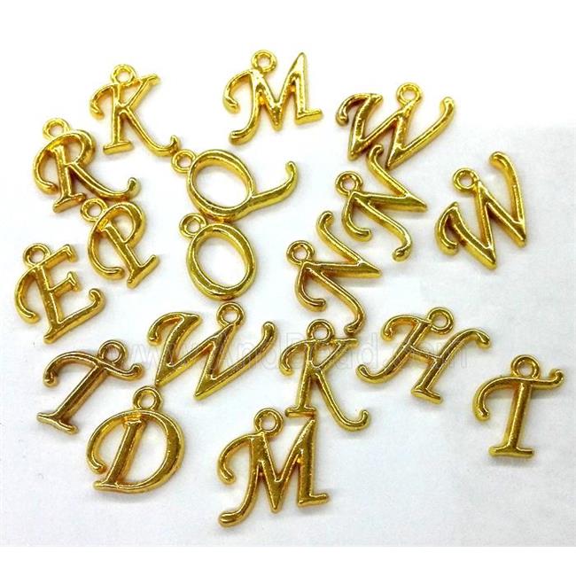 alphabet pendant, mixed letter, gold plated