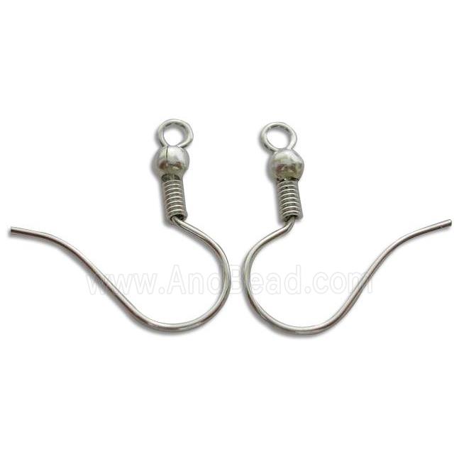 Earring Wire, iron, platunum plated