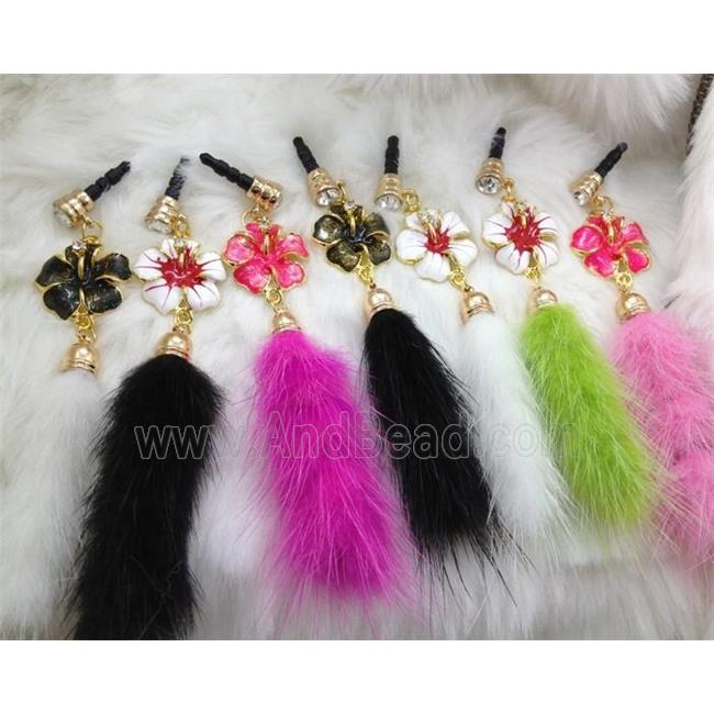 Earphone Jack Dust Cap Plug, Rhinestone pendant, mixed