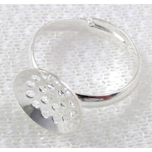 adjustable finger Ring Settings with sieve, copper, silver plated