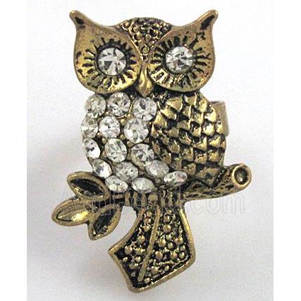 finger Ring, alloy bead, adjustable, antique gold