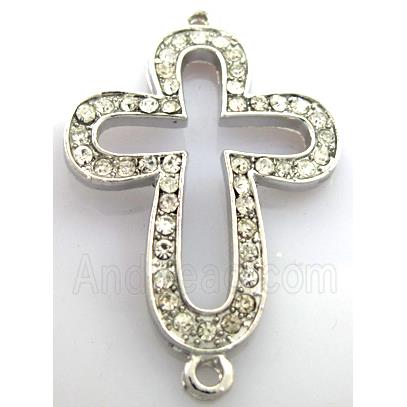 bracelet-bar, alloy connector with Rhinestone, platinum plated
