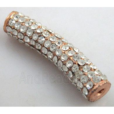 bracelet bar, alloy spacer tube with rhinestone