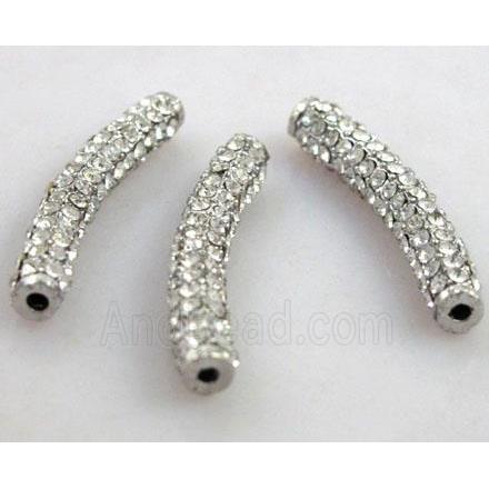 bracelet bar spacer ture with rhinestone, platinum plated