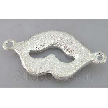 Bracelet bar, alloy connector with rhinestone, silver plated