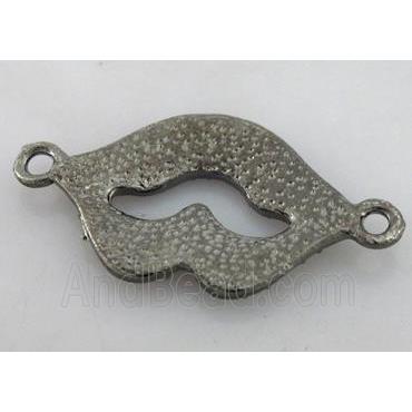 Bracelet bar, lip charm, alloy connector with rhinestone, black