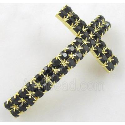 Bracelet bar, cross, copper tube with rhinestone