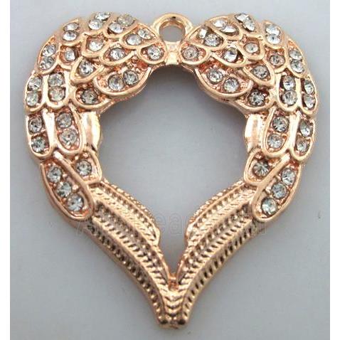 alloy pendants with rhinestone, red copper