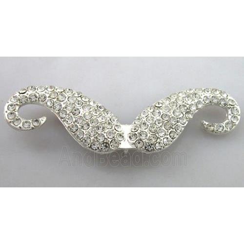 alloy Mustache pendants pave rhinestone silver plated