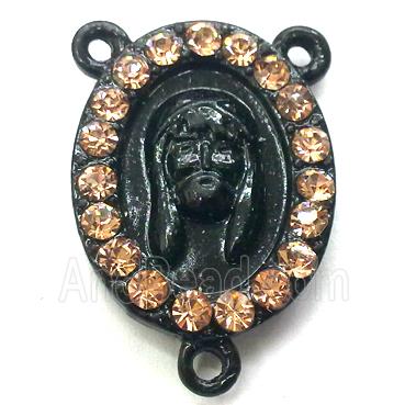goddess bracelet bar, enamel alloy with Rhinestone, black
