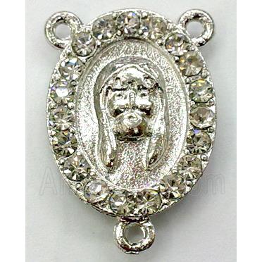 goddess bracelet bar, enamel alloy with Rhinestone, platinum plated