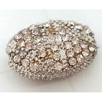 Bracelet bar, alloy bead with rhinestone, platinum plated
