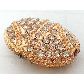 Bracelet bar, alloy bead with rhinestone, red copper