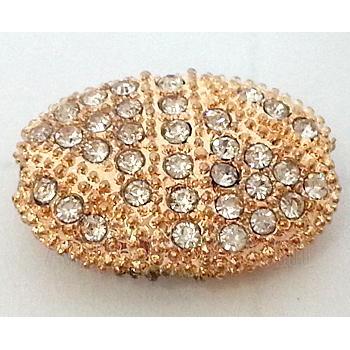 Bracelet bar, alloy bead with rhinestone, red copper