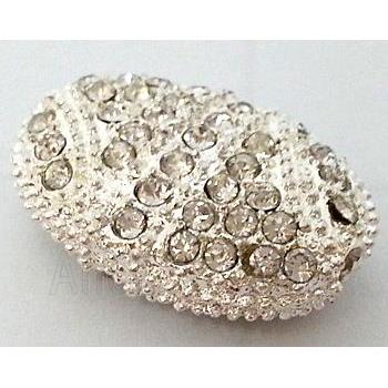 Bracelet bar, alloy bead with rhinestone, silver plated