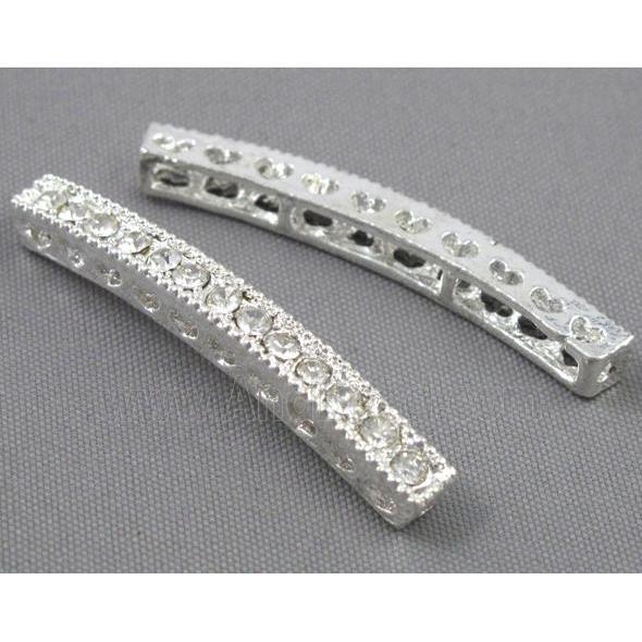 bracelet bar, alloy with Rhinestone, silver plated