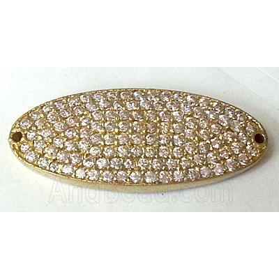 bracelet bar, copper connector with zircon rhinestone, brass