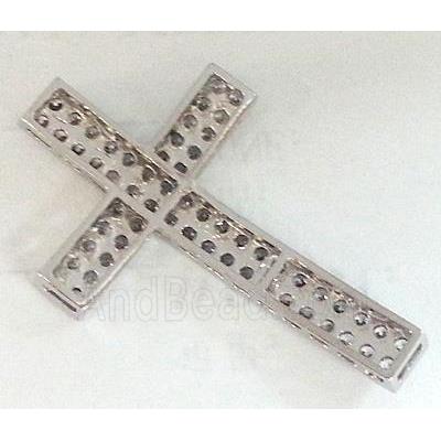 bracelet bar, copper cross with zircon rhinestone, platinum plated