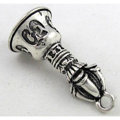 copper pendant, bell, antique silver