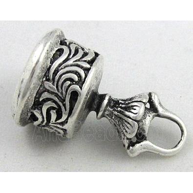 copper pendant, bell, antique silver