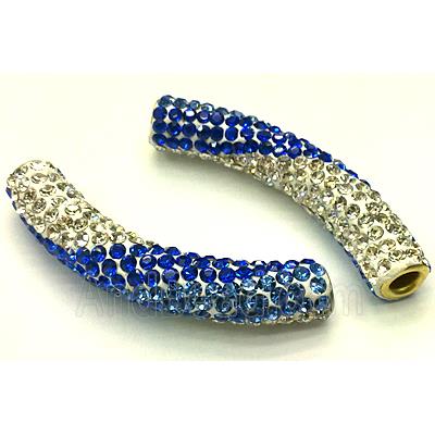 polymer clay paved rhinestone, curved sideways