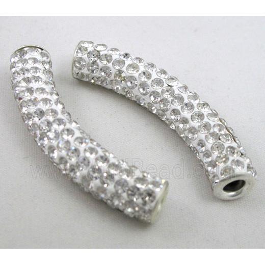 polymer clay paved rhinestone, curved sideways