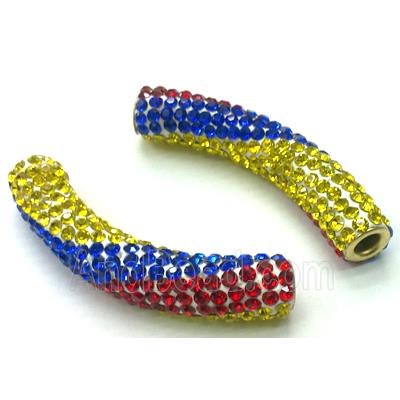 polymer clay paved rhinestone, curved sideways