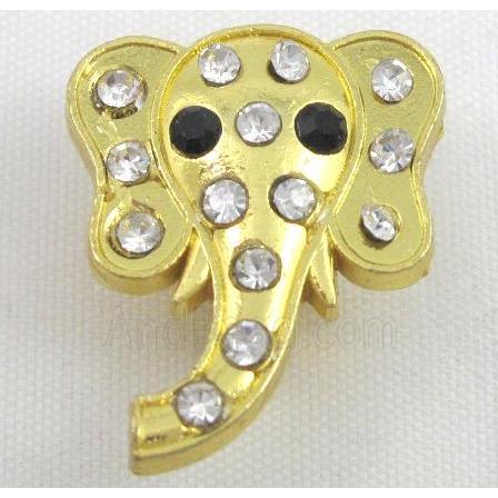 bracelet bar, alloy spacer with rhinestone, gold plated