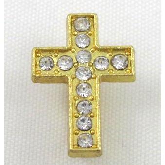 bracelet bar, alloy spacer with rhinestone, gold plated