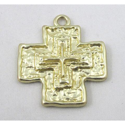 cross alloy pendant, duck- gold