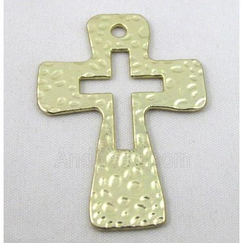 hammered cross alloy pendant, duck-gold
