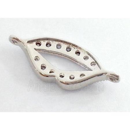 paved zircon copper pendant, platinum plated