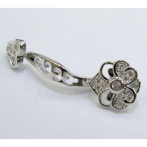 paved zircon copper pendant, platinum plated