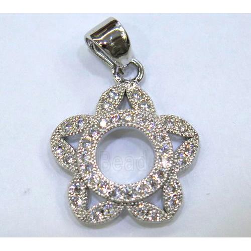 paved zircon copper pendant, platinum plated