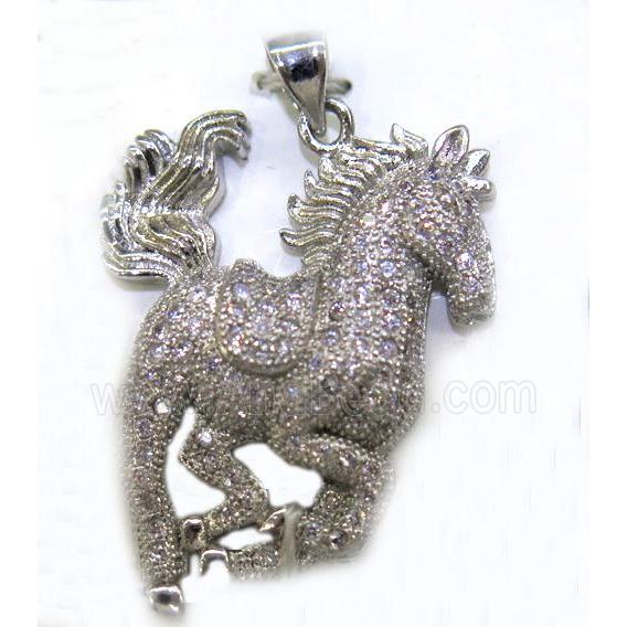 paved zircon copper pendant, platinum plated