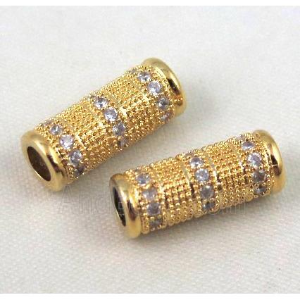 Zircon, copper spacer bead, gold plated