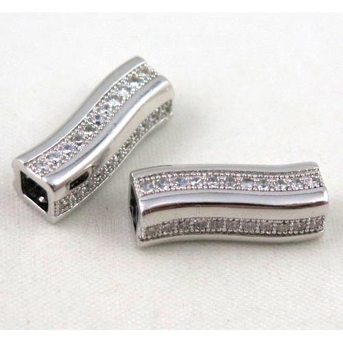 Zircon, copper spacer bead, platinum plated