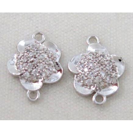zircon, copper connector, platinum plated