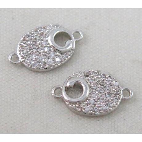 zircon, copper connector, platinum plated