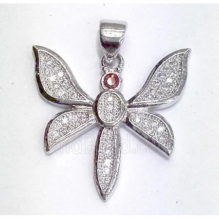 zircon, copper pendant, platinum plated