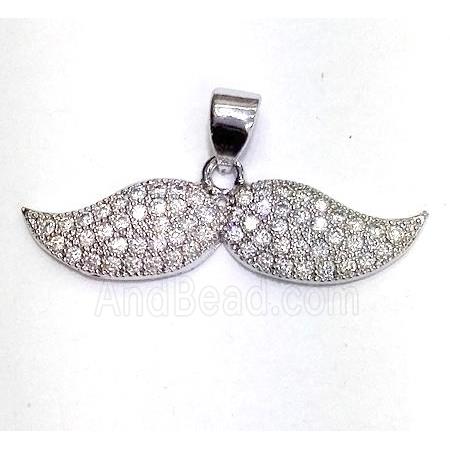 Copper Mustche Pendant Pave Zircon Platinum Plated