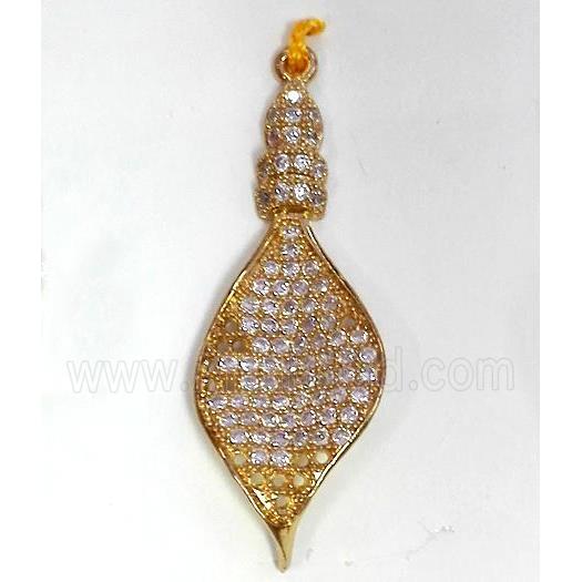 zircon, copper pendant, gold plated