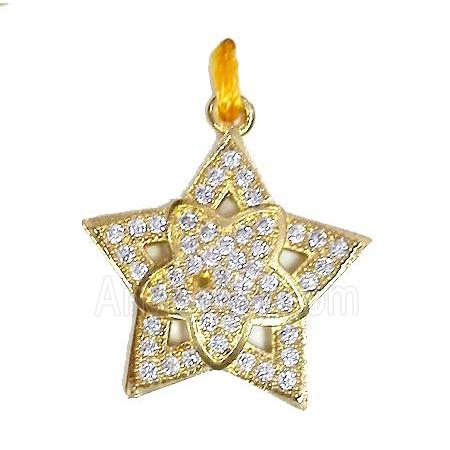 zircon, copper pendant, gold plated