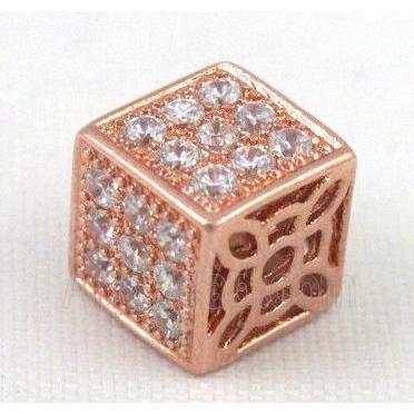 Zircon, bracelet spacer, copper bead, red copper